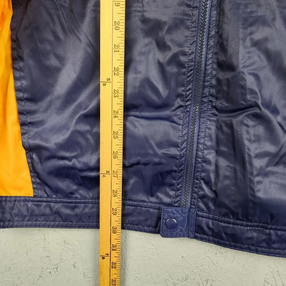 Adidas Jacket Mens Large Blue Yellow Windbreaker Track Nylon 3 Stripes Full Zip